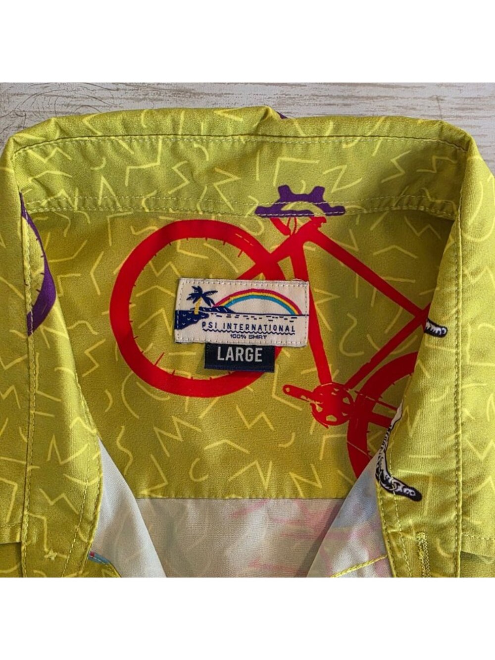 PSI Party Shirt International L Red Rock Desert Vaporwave Biker Party Shirt - Picture 5 of 9